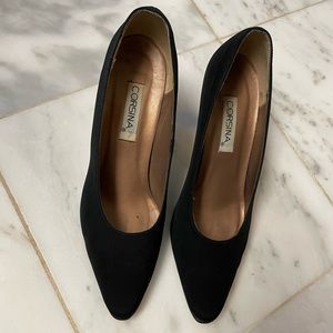 Black Satin Pumps